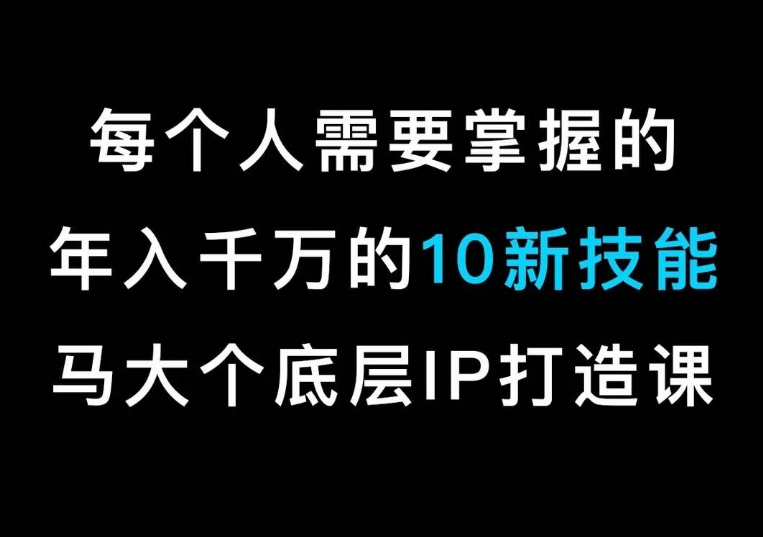 马大个的IP底层逻辑课，​每个人需要掌握的年入千万的10新技能，约会底层IP打造方法！ - 163资源网-163资源网