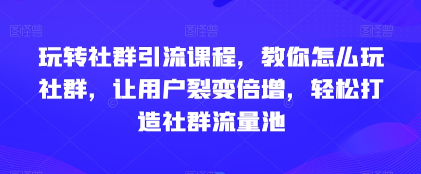 玩转社群引流课程，教你怎么玩社群，让用户裂变倍增，轻松打造社群流量池 - 163资源网-163资源网