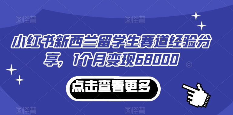 小红书新西兰留学生赛道经验分享，1个月变现68000【揭秘】 - 163资源网-163资源网