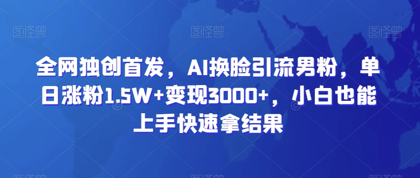 全网独创首发，AI换脸引流男粉，单日涨粉1.5W+变现3000+，小白也能上手快速拿结果【揭秘】 - 163资源网-163资源网