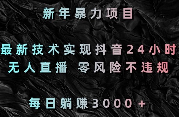 新年暴力项目，最新技术实现抖音24小时无人直播，零风险不违规，每日躺赚3000＋【揭秘】 - 163资源网-163资源网