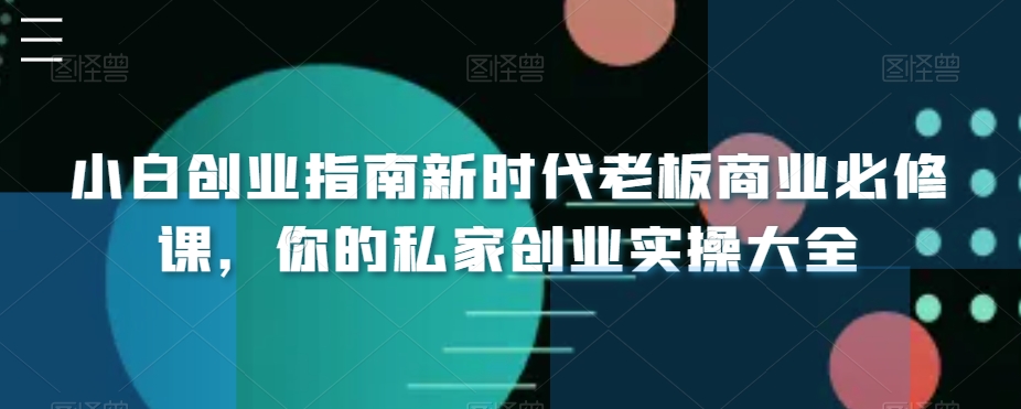 小白创业指南新时代老板商业必修课，你的私家创业实操大全 - 163资源网-163资源网