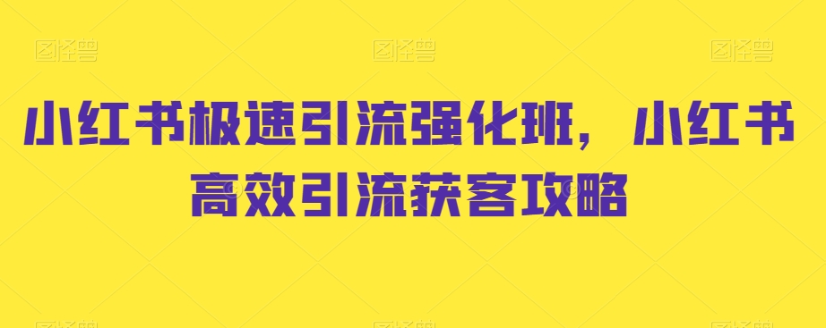 小红书极速引流强化班，小红书高效引流获客攻略 - 163资源网-163资源网