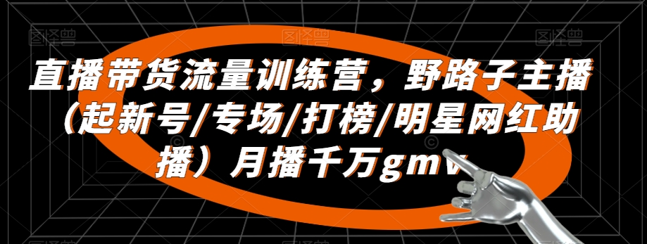 直播带货流量训练营，​野路子主播（起新号/专场/打榜/明星网红助播）月播千万gmv - 163资源网-163资源网