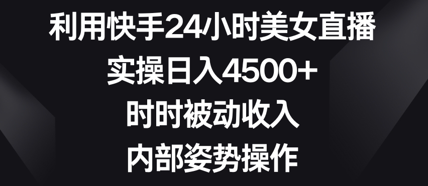 利用快手24小时美女直播，实操日入4500+，时时被动收入，内部姿势操作【揭秘】 - 163资源网-163资源网