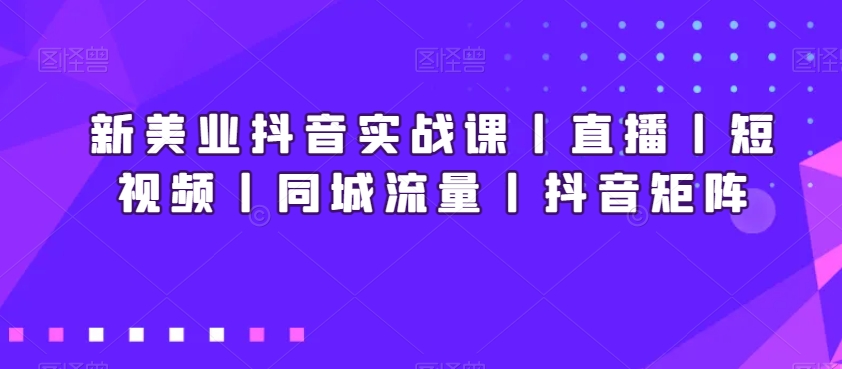 新美业抖音实战课丨直播丨短视频丨同城流量丨抖音矩阵 - 163资源网-163资源网