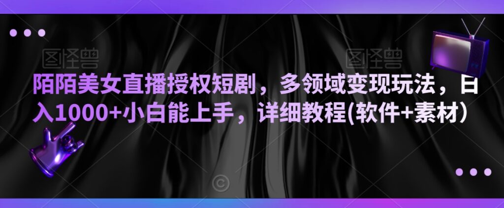 陌陌美女直播授权短剧，多领域变现玩法，日入1000+小白能上手，详细教程(软件+素材）【揭秘】 - 163资源网-163资源网