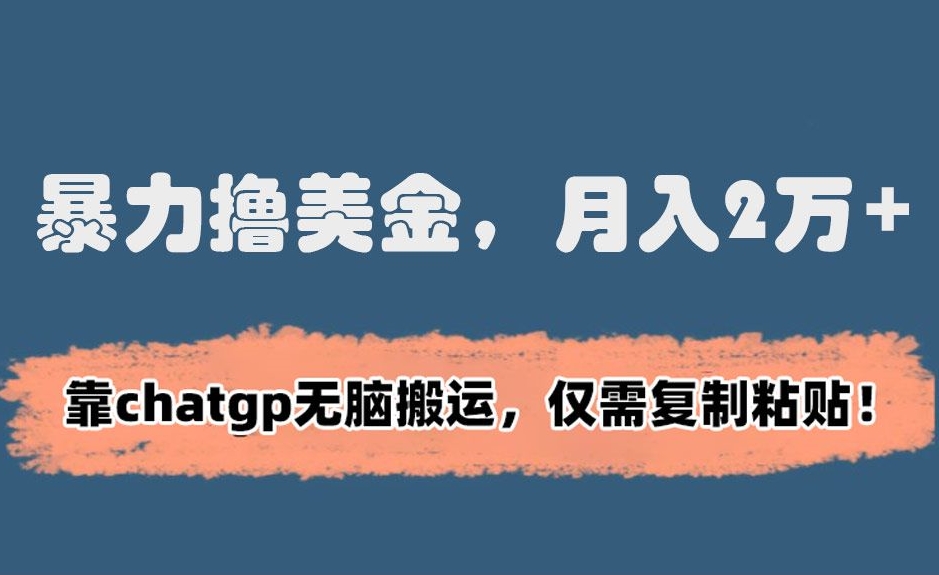 暴力撸美金，月入2万+！靠chatgp无脑搬运，仅需复制粘贴【揭秘】 - 163资源网-163资源网