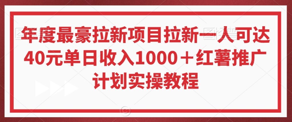 年度最豪拉新项目拉新一人可达40元单日收入1000＋红薯推广计划实操教程【揭秘】 - 163资源网-163资源网