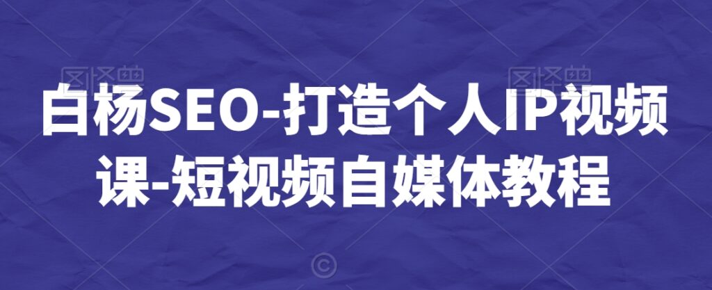 白杨SEO-打造个人IP视频课-短视频自媒体教程 - 163资源网-163资源网