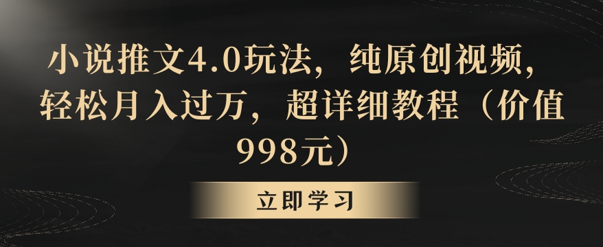 小说推文4.0玩法，纯原创视频，轻松月入过万，超详细教程（价值998元）【揭秘】 - 163资源网-163资源网