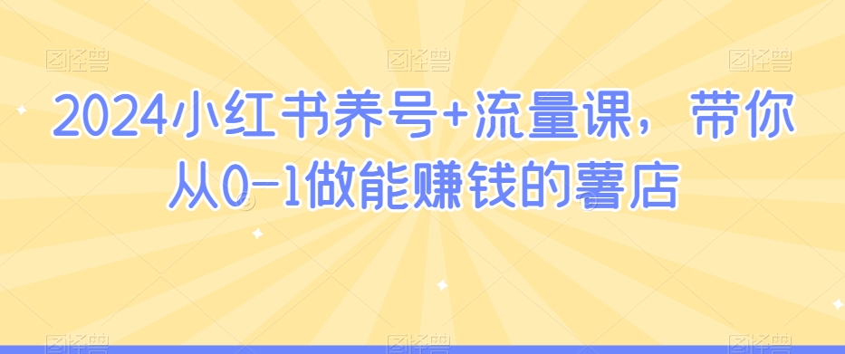 2024小红书养号+流量课，带你从0-1做能赚钱的薯店 - 163资源网-163资源网