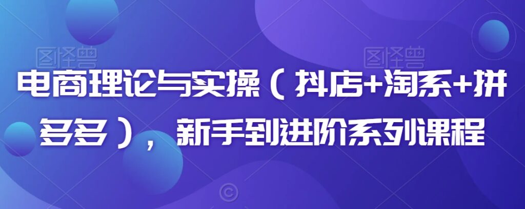 电商理论与实操（抖店+淘系+拼多多），新手到进阶系列课程 - 163资源网-163资源网