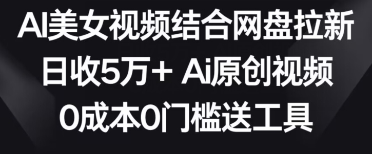 AI美女视频结合网盘拉新，日收5万+两分钟一条Ai原创视频，0成本0门槛送工具【揭秘】 - 163资源网-163资源网