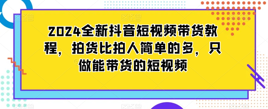 2024全新抖音短视频带货教程，拍货比拍人简单的多，只做能带货的短视频 - 163资源网-163资源网