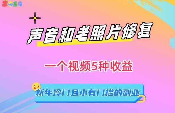 声音和老照片修复，一个视频5种收益，新年冷门且小有门槛的副业【揭秘】 - 163资源网-163资源网