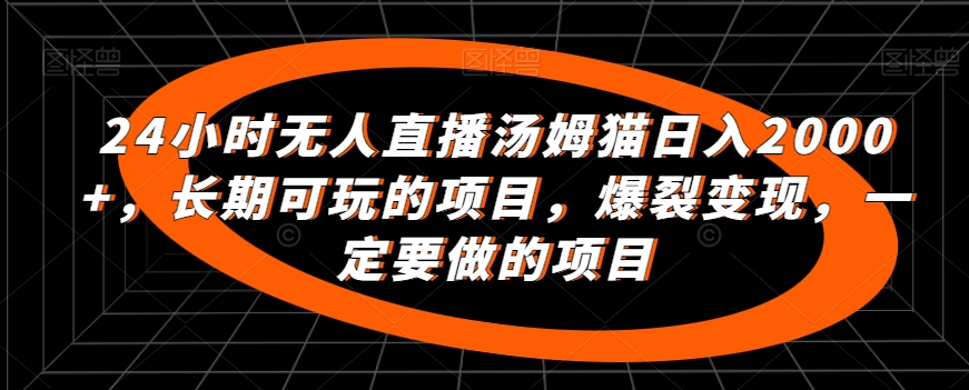 24小时无人直播汤姆猫日入2000+，长期可玩的项目，爆裂变现，一定要做的项目【揭秘】 - 163资源网-163资源网