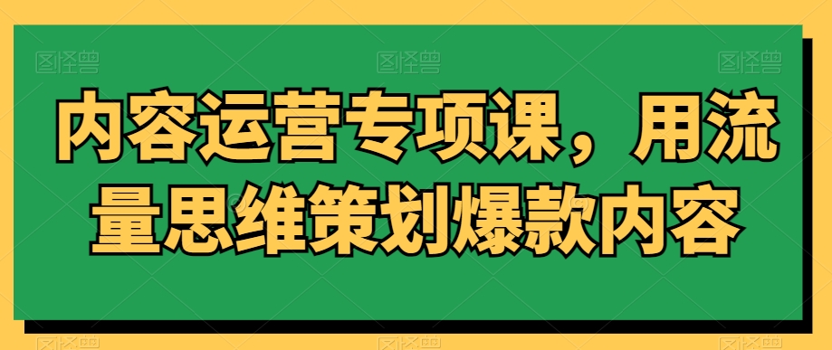 内容运营专项课，用流量思维策划爆款内容 - 163资源网-163资源网