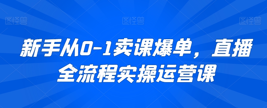 新手从0-1卖课爆单，直播全流程实操运营课 - 163资源网-163资源网