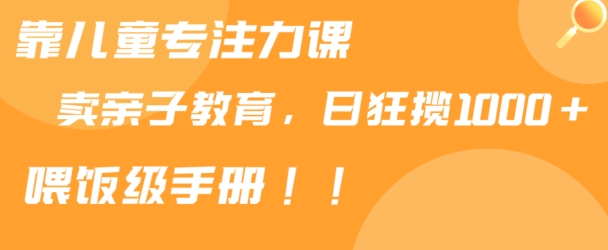 靠儿童专注力课程售卖亲子育儿课程，日暴力狂揽1000+，喂饭手册分享【揭秘】 - 163资源网-163资源网