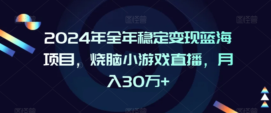 2024年全年稳定变现蓝海项目，烧脑小游戏直播，月入30万+【揭秘】 - 163资源网-163资源网