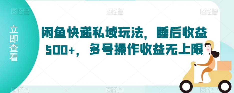 闲鱼快递私域玩法，睡后收益500+，多号操作收益无上限【揭秘】 - 163资源网-163资源网