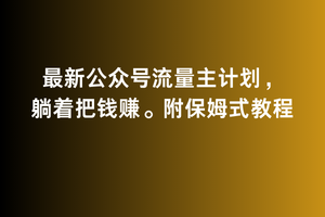 2月最新公众号流量主计划，躺着把钱赚，附保姆式教程【揭秘】 - 163资源网-163资源网