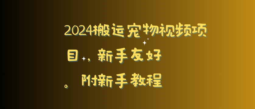 2024搬运宠物视频项目，新手友好，完美去重，附新手教程【揭秘】 - 163资源网-163资源网