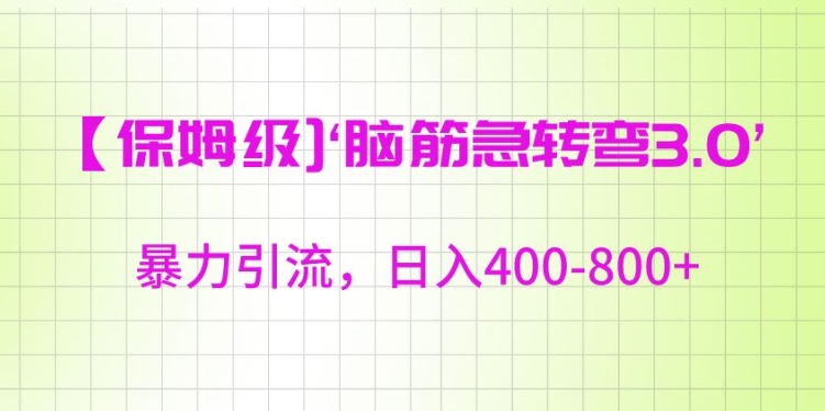 保姆级脑筋急转弯3.0，暴力引流，日入400-800+【揭秘】 - 163资源网-163资源网