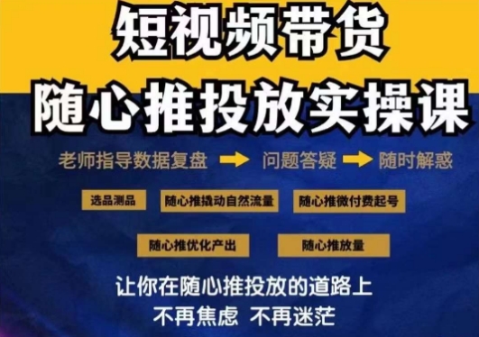 2024好物分享随心推投放实操课，短视频带货随心推撬动自然流量微付费起号优化产出 - 163资源网-163资源网