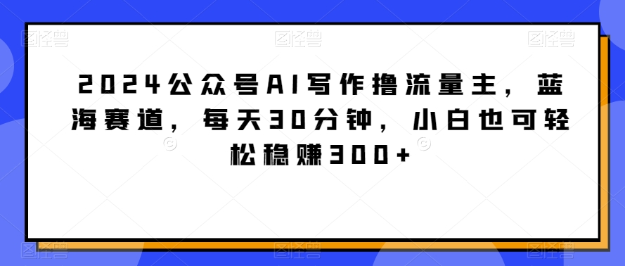 2024公众号AI写作撸流量主，蓝海赛道，每天30分钟，小白也可轻松稳赚300+【揭秘】 - 163资源网-163资源网