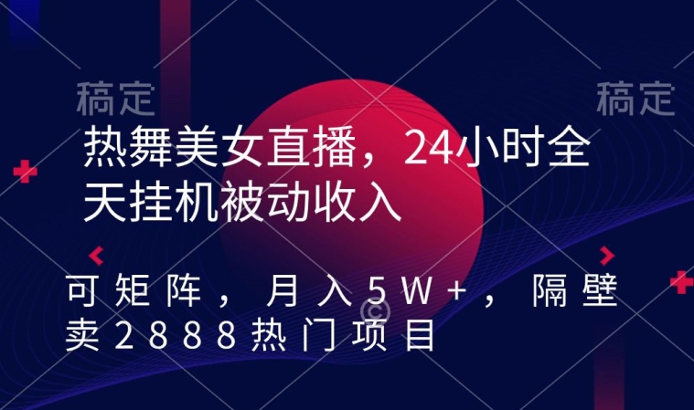 热舞美女直播，24小时全天挂机被动收入，可矩阵，月入5W+，隔壁卖2888热门项目【揭秘】 - 163资源网-163资源网