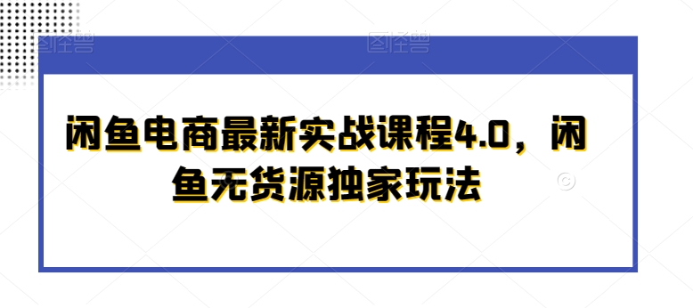 闲鱼电商最新实战课程4.0，闲鱼无货源独家玩法 - 163资源网-163资源网