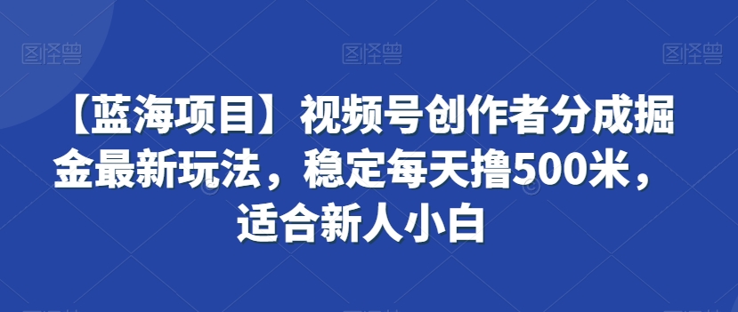 【蓝海项目】视频号创作者分成掘金最新玩法，稳定每天撸500米，适合新人小白【揭秘】 - 163资源网-163资源网