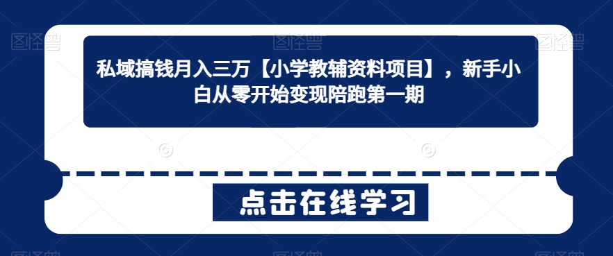 私域搞钱月入三万【小学教辅资料项目】，新手小白从零开始变现陪跑第一期 - 163资源网-163资源网