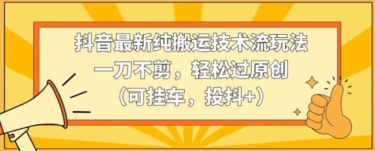 抖音最新纯搬运技术流玩法，一刀不剪，轻松过原创（可挂车，投抖+）【揭秘】 - 163资源网-163资源网