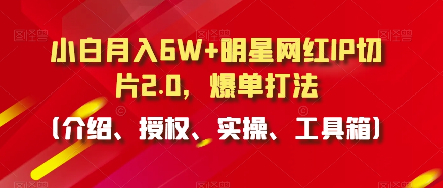 小白月入6W+明星网红IP切片2.0，爆单打法（介绍、授权、实操、工具箱）【揭秘】 - 163资源网-163资源网