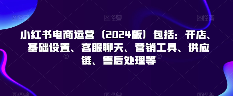 小红书电商运营（2024版）包括：开店、基础设置、客服聊天、营销工具、供应链、售后处理等 - 163资源网-163资源网