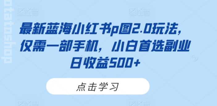 最新蓝海小红书p图2.0玩法，仅需一部手机，小白首选副业日收益500+ - 163资源网-163资源网