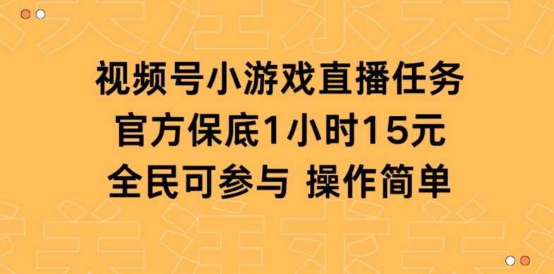 视频号小游戏直播任务，官方保底补贴每小时收益15元，全民可操作 - 163资源网-163资源网