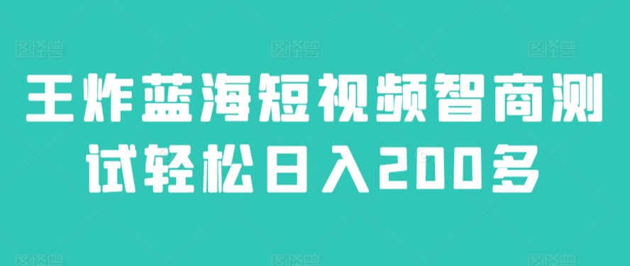 王炸蓝海短视频智商测试轻松日入200多 - 163资源网-163资源网