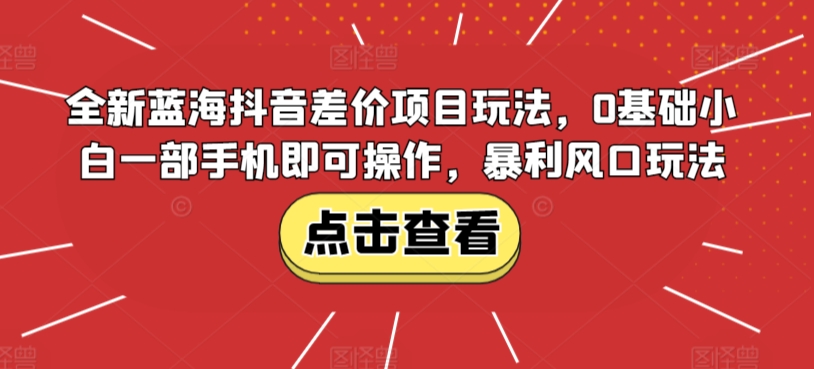 全新蓝海抖音差价项目玩法，0基础小白一部手机即可操作，暴利风口玩法 - 163资源网-163资源网