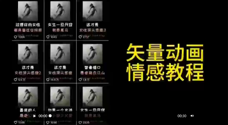 矢量动画情感教程：高点赞涨粉，适合情感、思维、创业教育等赛道 - 163资源网-163资源网