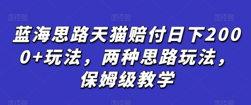 蓝海思路天猫赔付日下2000+玩法，两种思路玩法，保姆级教学【仅揭秘】 - 163资源网-163资源网