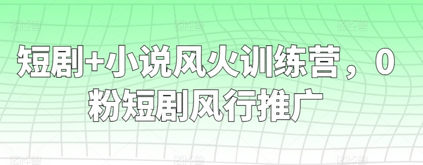 短剧+小说风火训练营，0粉短剧风行推广 - 163资源网-163资源网