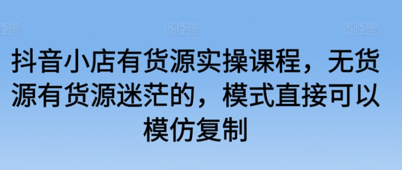 抖音小店有货源实操课程，无货源有货源迷茫的，模式直接可以模仿复制 - 163资源网-163资源网