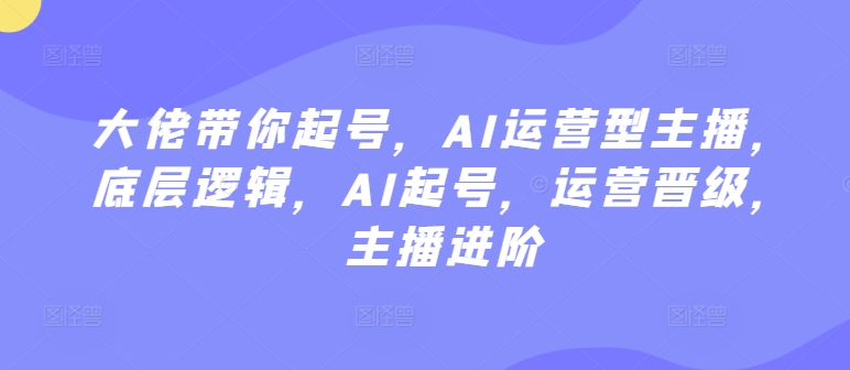 大佬带你起号，AI运营型主播，底层逻辑，AI起号，运营晋级，主播进阶 - 163资源网-163资源网