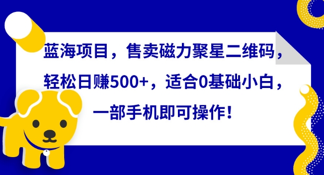 蓝海项目，售卖磁力聚星二维码，轻松日赚500+，适合0基础小白，一部手机即可操作【揭秘】 - 163资源网-163资源网