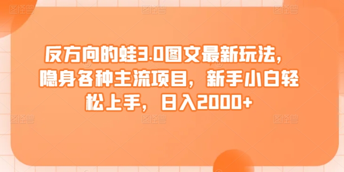 反方向的蛙3.0图文最新玩法，隐身各种主流项目，新手小白轻松上手，日入2000+【揭秘】 - 163资源网-163资源网