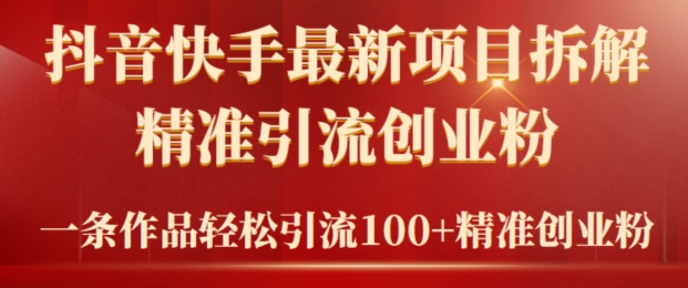 2024年抖音快手最新项目拆解视频引流创业粉，一天轻松引流精准创业粉100+ - 163资源网-163资源网